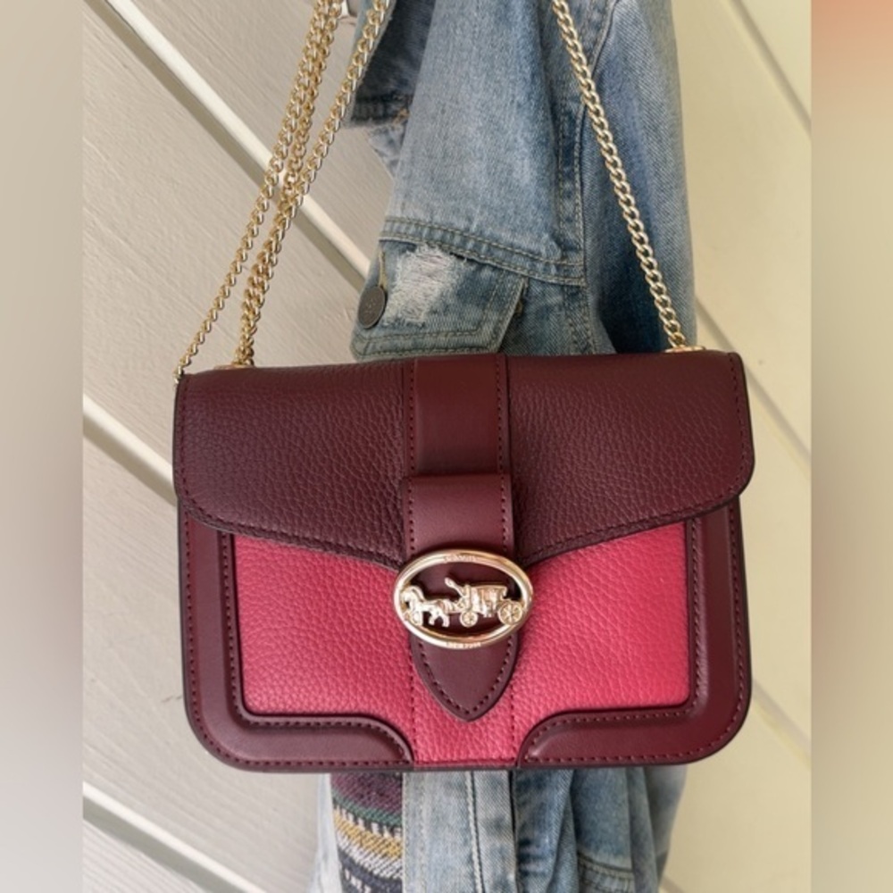 COACH NWOT Georgie Crossbody Oxblood & Wine Leather Mini Clutch Bag 7287